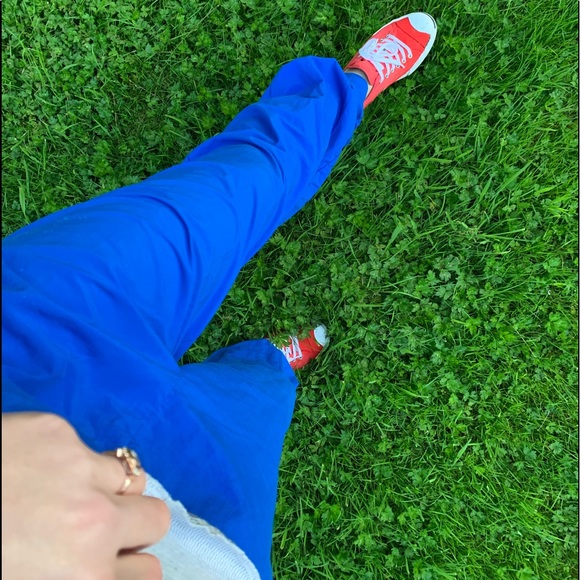 Vintage 80’s REI high waist track pants sz S vibrant blue red zipper ankle-snap - Picture 4 of 11